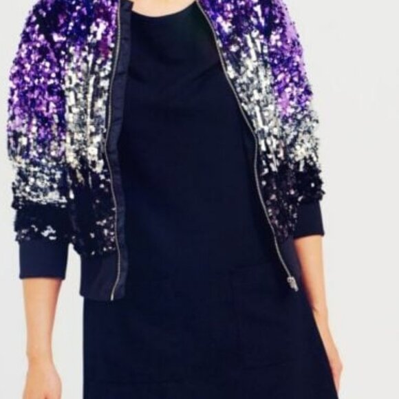 NWT H&M Sequin Bomber Jacket & Skirt 2 pc Set Purple Ombre Girls 8 - Picture 3 of 7